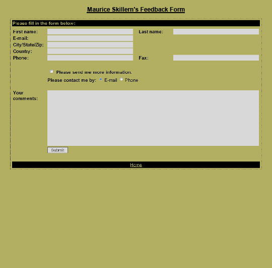 Maurice Skillern Feedback Form